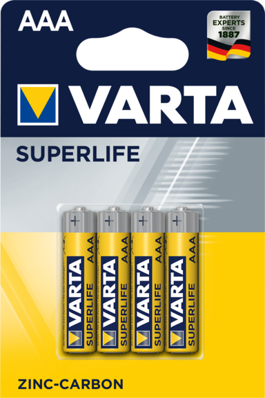 Батарейка VARTA Superlife R03 AAA 4шт батарейка varta aaa аа мизинчиковая lr03 lr6 1 5 в 1260 2960 мач 4 4 шт