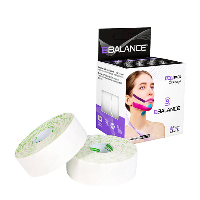 

Кинезиотейп BBTape Face Pack белый 2,5 см x 5 м, 2 рулона, Face Pack