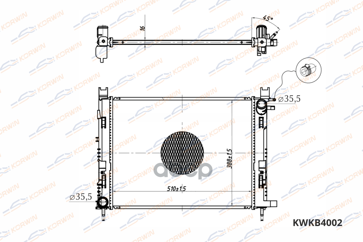 Радиатор Охлаждения Renault Logan 13-/Duster 15-/Lada Vesta (Гарантия 2 Года) KORWIN арт.
