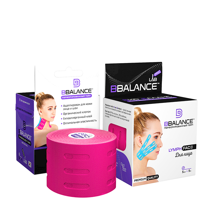

Кинезиотейп BBTape Lymph Face розовый 5 см x 5 м, Lymph Face