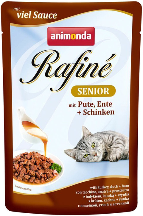 фото Влажный корм для кошек animonda rafine senior, индейка, утка, ветчина, 12шт по 100г