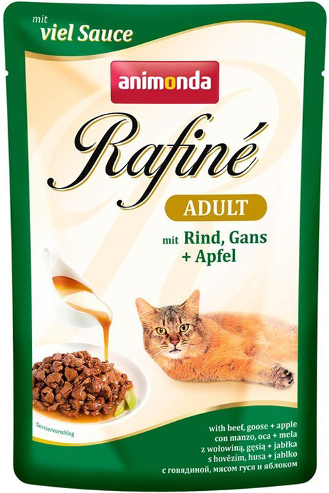 фото Влажный корм для кошек animonda rafine adult, говядина, мясо гуся и яблоки, 12шт по 100г