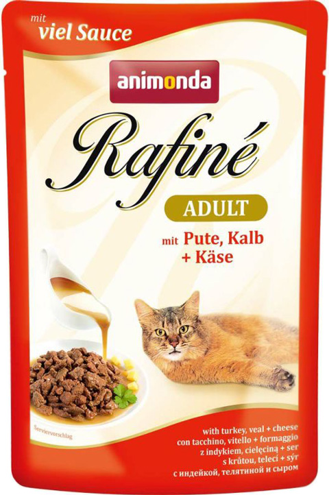 фото Влажный корм для кошек animonda rafine adult, индейка, телятина и сыр, 12шт по 100г