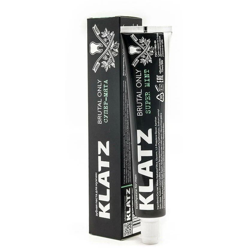 Зубная паста Klatz BRUTAL ONLY Супер-мята 75 мл зубная паста levrana детокс с сажей японского дуба черная 75 мл