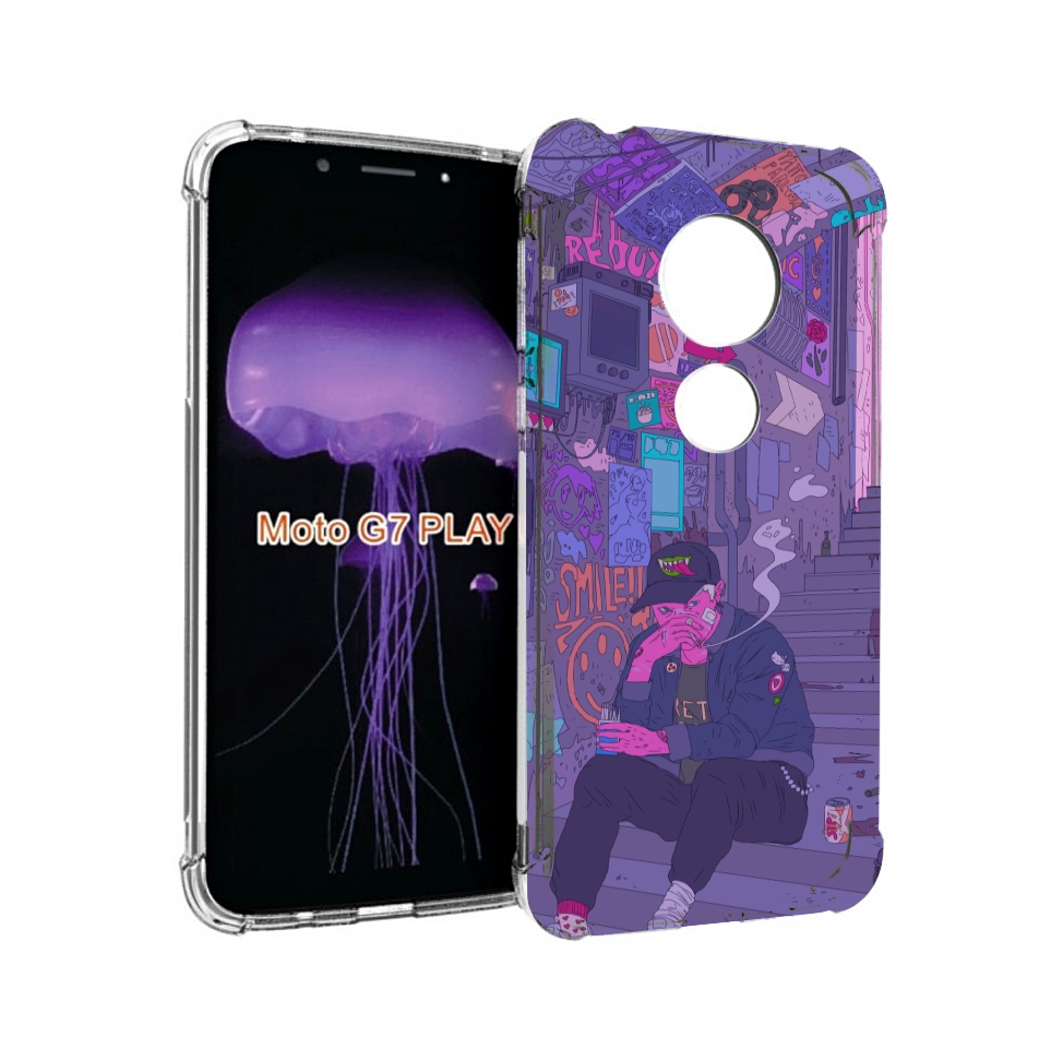 

Чехол MyPads парень в подъезде мультик для Motorola Moto G7 Play, Прозрачный, Tocco