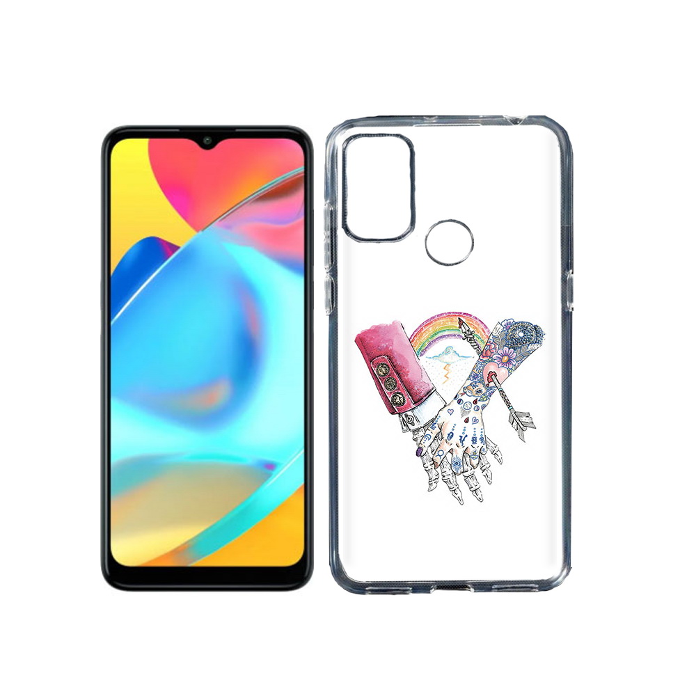 

Чехол MyPads Tocco для Alcatel 3L 6056H (2021) абстракция руки в татуировках, Прозрачный, Tocco