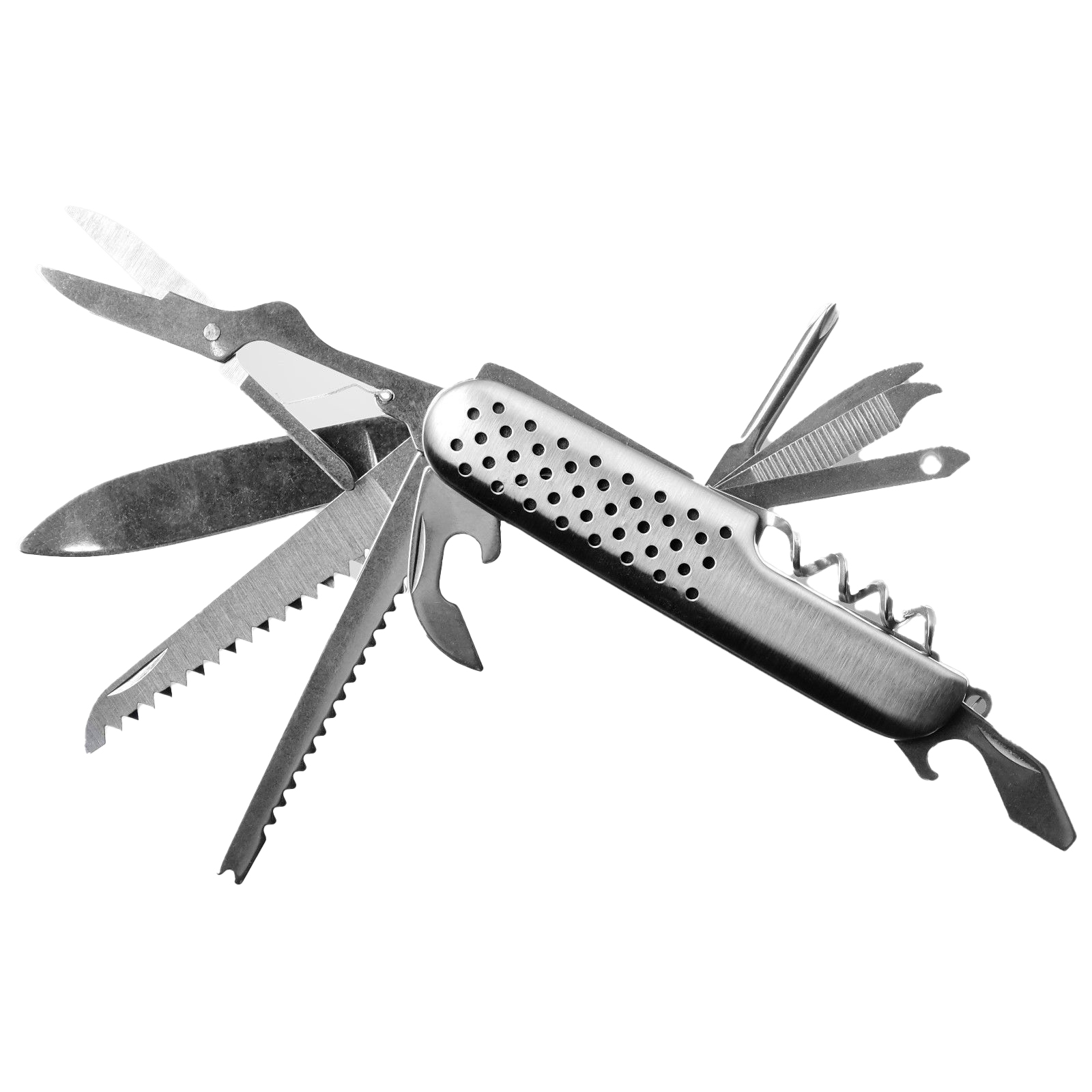 

Нож швейцарский "Дорожный" 11в1 рукоять перфорированная, Серебристый, Дорожный