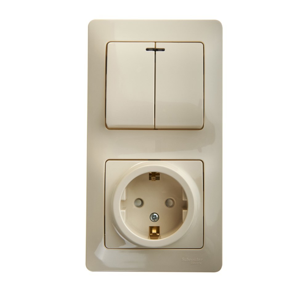 

Блок розетка и выключатель SYSTEME ELECTRIC Glossa бежевый GSL000275