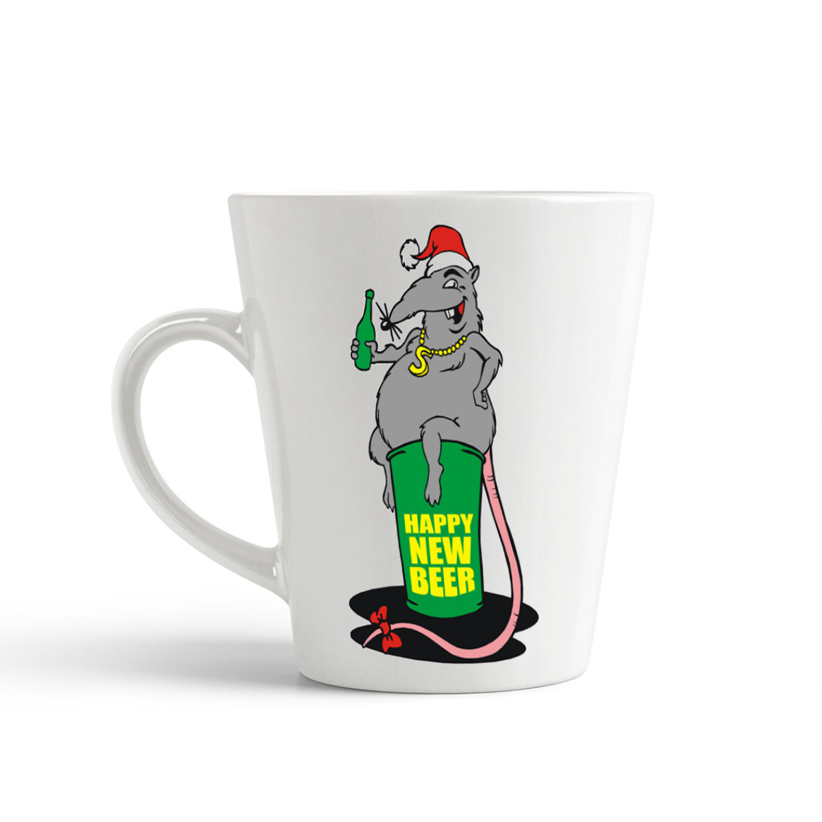 фото Конусная кружка coolpodarok happy new beer крыса