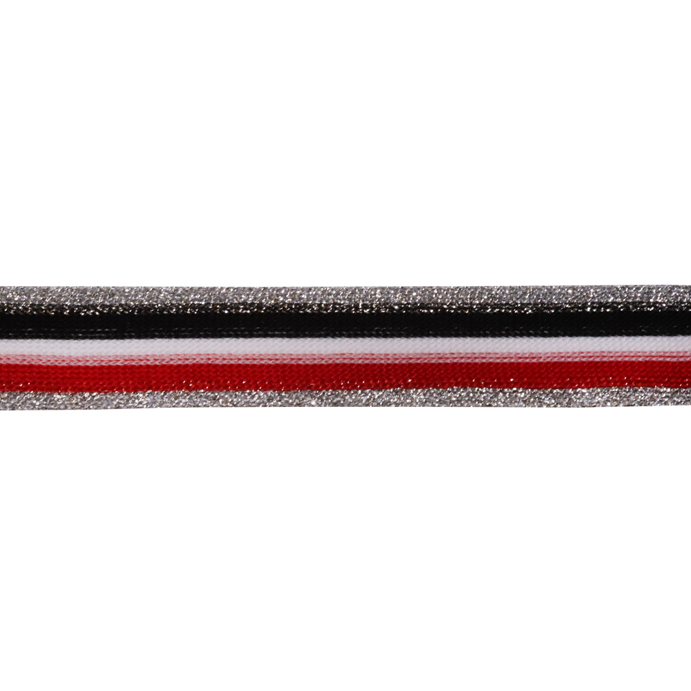 

Лента лампасная (уп. 77 ярд) с люрексом ш. 25 мм серебро/красно-бело/черный, Разноцветный