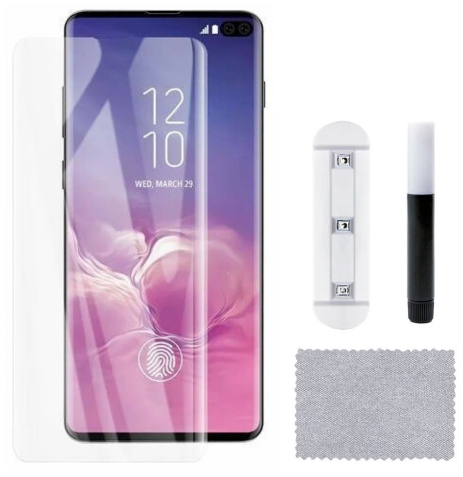 

Защитное стекло для Samsung Galaxy S10+ SM-G975 (набор с ультрафиолетовой лампой)