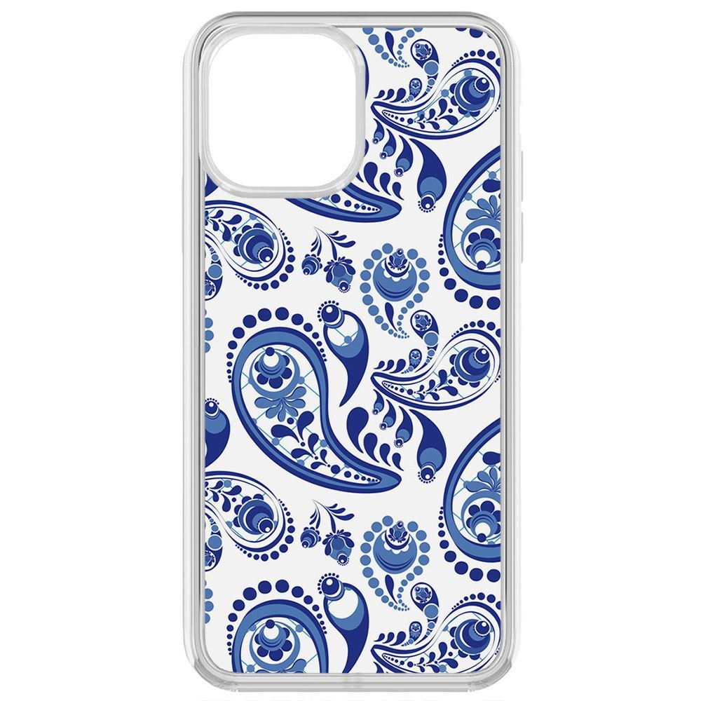

Чехол-накладка Krutoff Clear Case Гжель для iPhone 13 Pro Max, Прозрачный