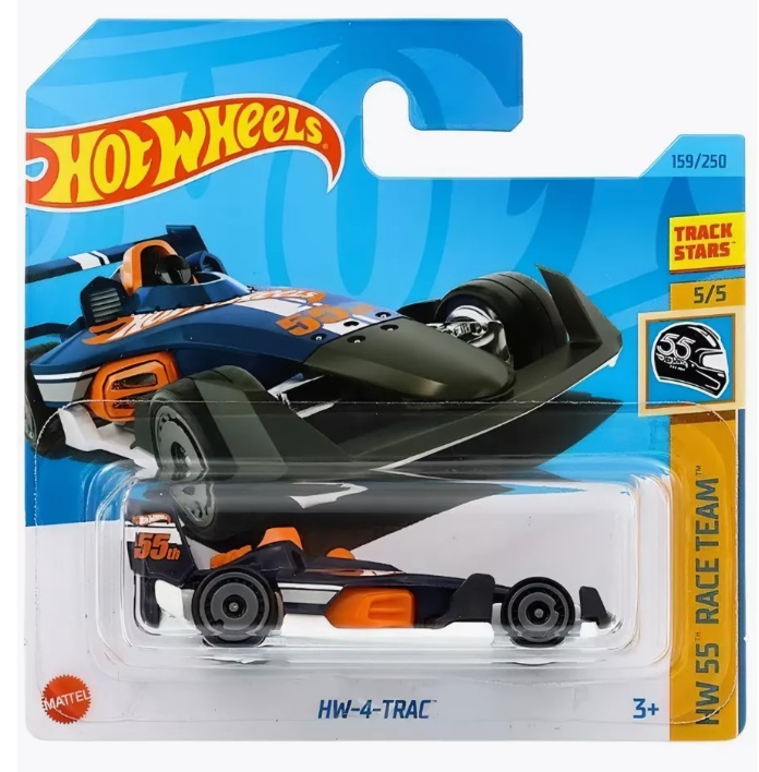 

Машинка Hot Wheels базовой коллекции HW-4-TRAC синяя 5785 HKG50, Белый;синий, 5785