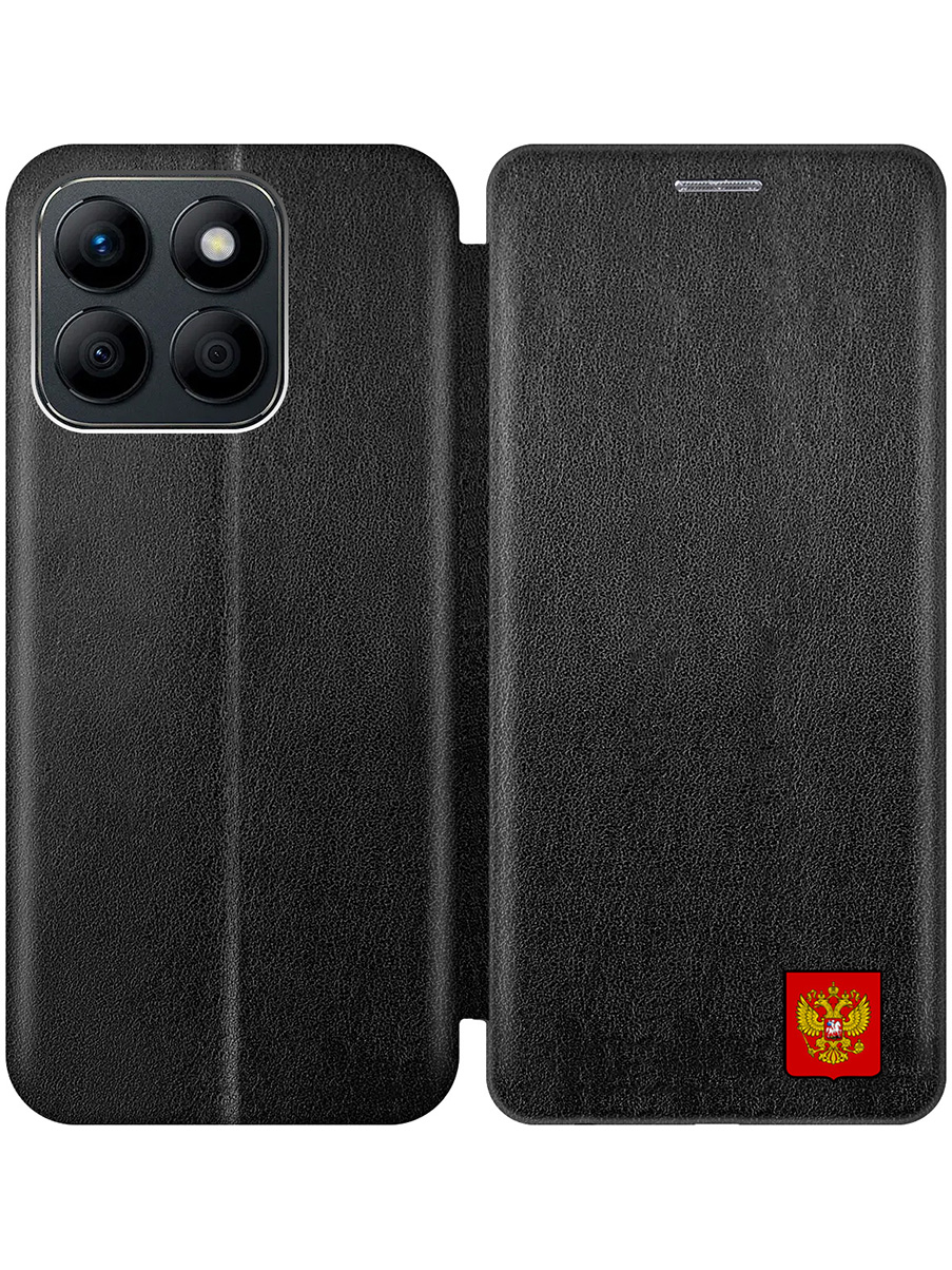 

Чехол-книжка на Honor X8b с принтом "Герб России" черный, 781973281