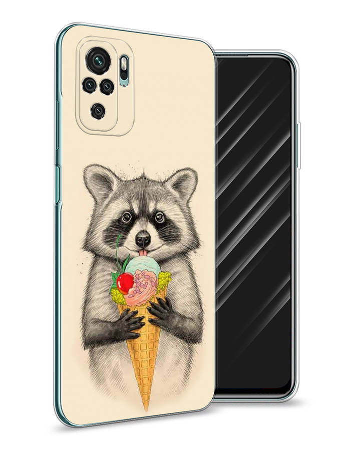 

Чехол Awog на Xiaomi Redmi Note 10/Note 10S/M5s "Енот с мороженым", Разноцветный, 39950-10