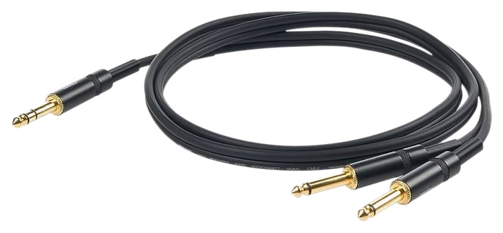 Инсертый кабель Proel CHLP210LU15  6.3 джек стерео <-> 2 х 6.3 джек моно, 1,5м