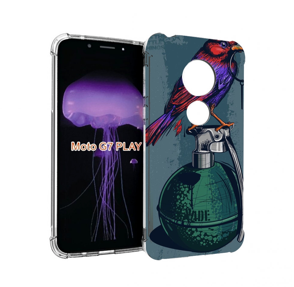 

Чехол MyPads птица с гранатой для Motorola Moto G7 Play, Прозрачный, Tocco