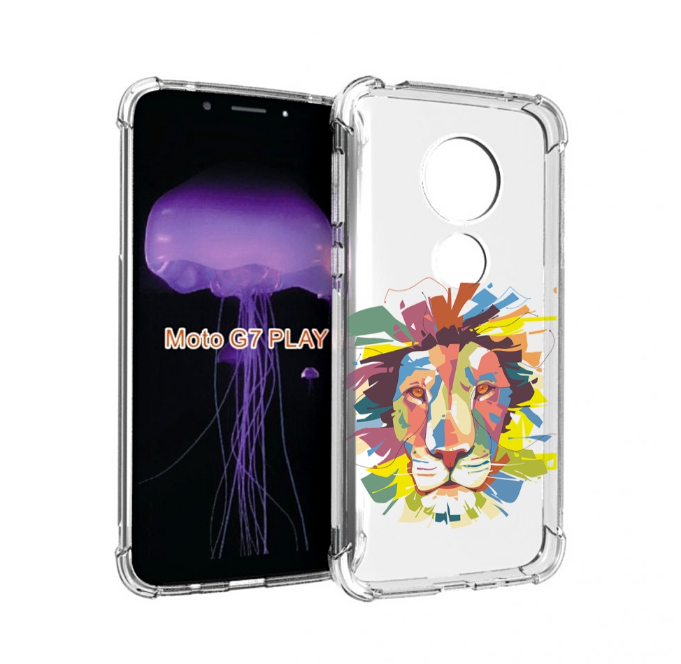 

Чехол MyPads разноцветный-лев детский для Motorola Moto G7 Play, Прозрачный, Tocco