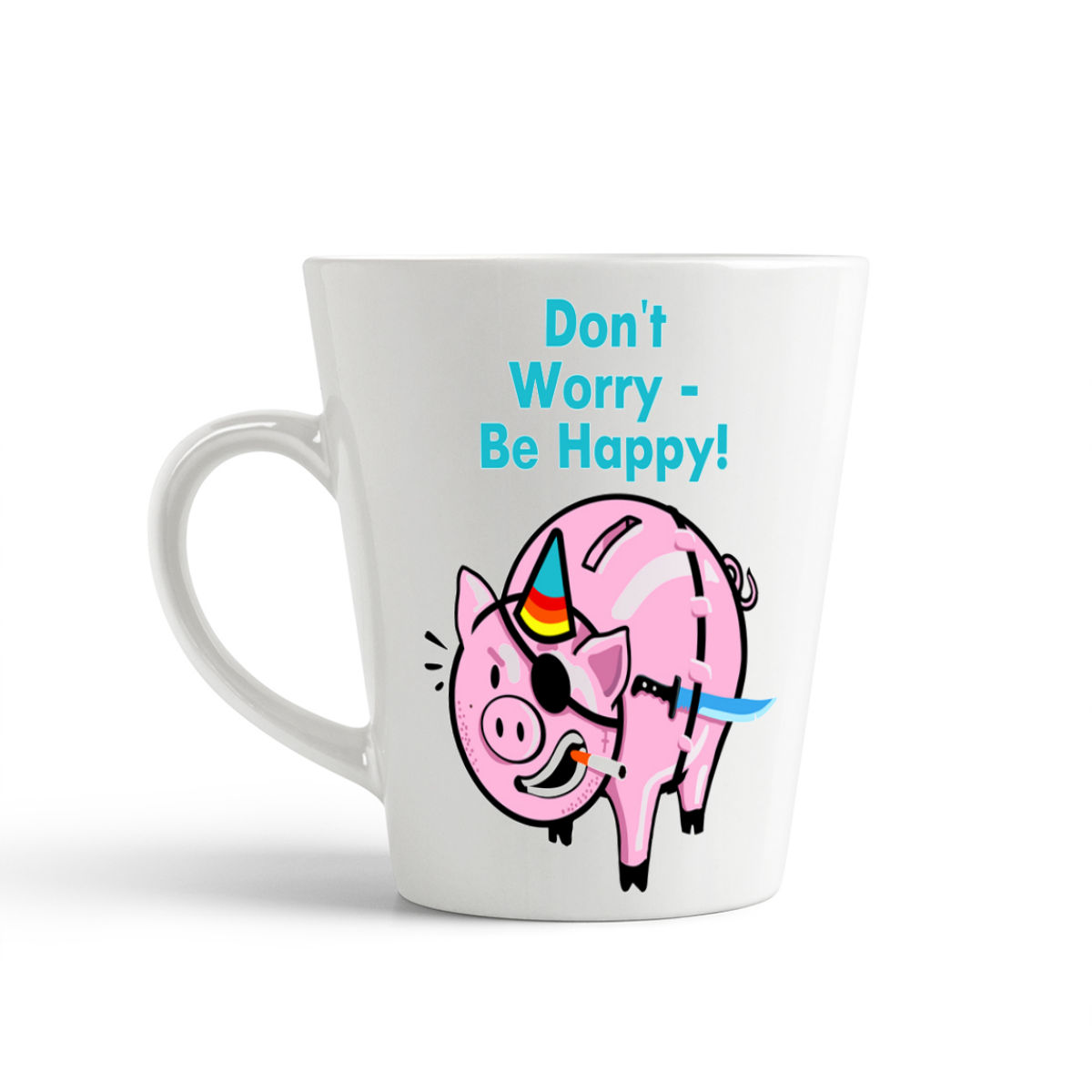 

Конусная кружка CoolPodarok Прикол. Хрюша dont worry - be happy!