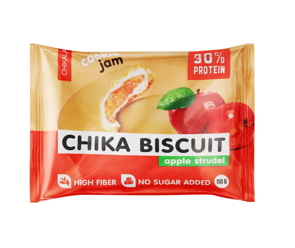 фото Печенье протеиновое bombbar chikalab, chika biscuit, яблочный штрудель, 3 шт х 50 г