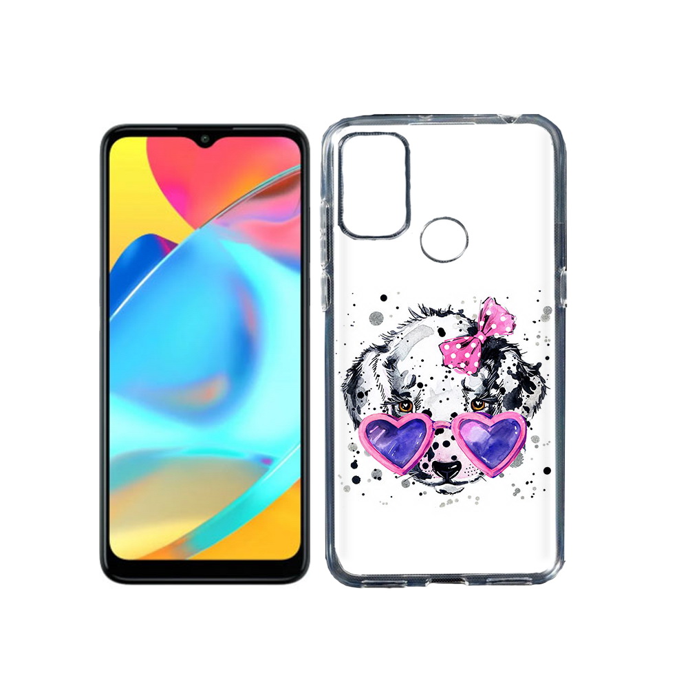 

Чехол MyPads Tocco для Alcatel 3L 6056H (2021) долматинец в очках (PT160724.669.337), Прозрачный, Tocco