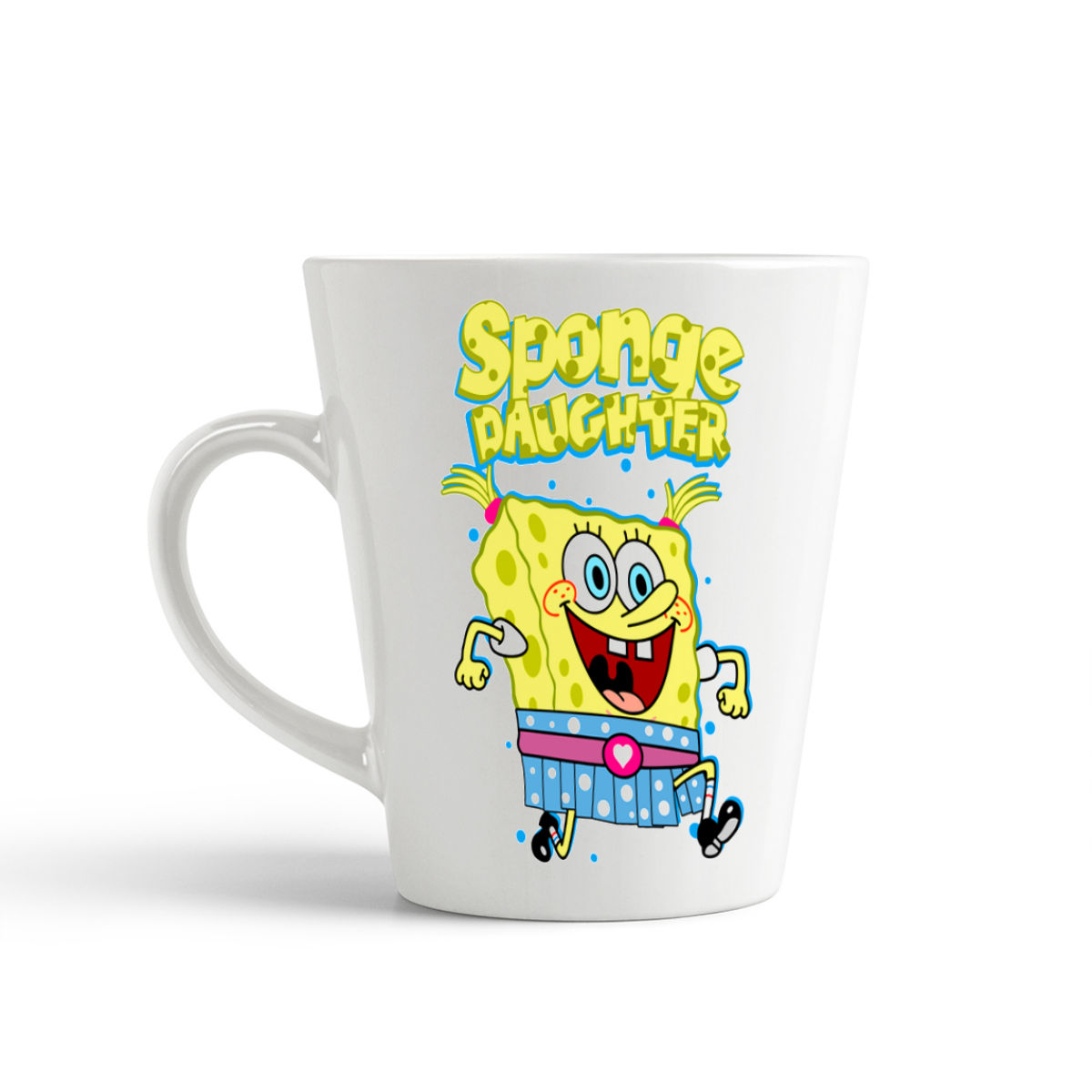 

Конусная кружка CoolPodarok Прикол. Семья. Sponge daughter. Спэнч Боб дочь