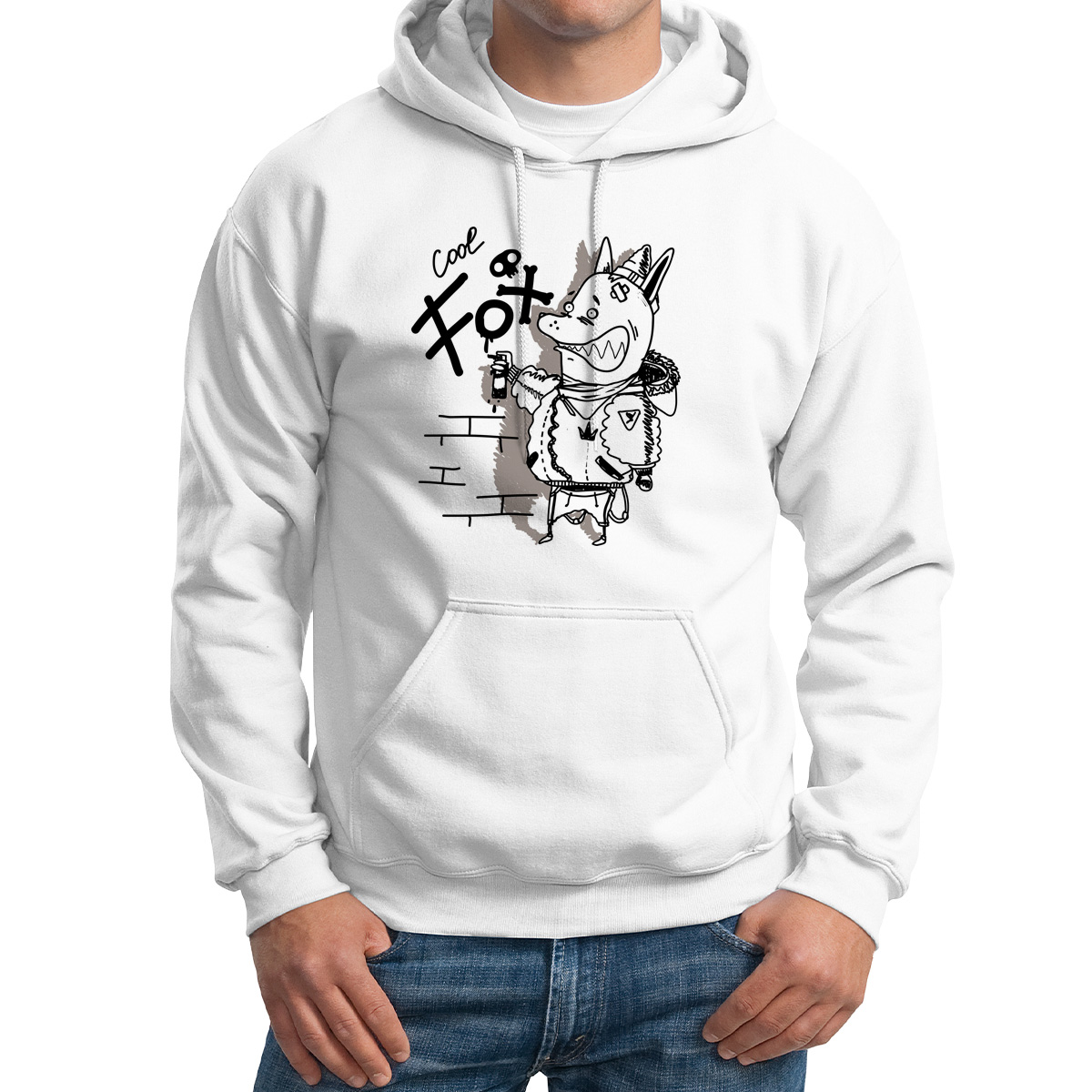 

Худи унисекс CoolPodarok Прикол Cool fox белое 64 RU, M0151430