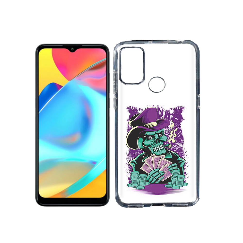 

Чехол MyPads Tocco для Alcatel 3L 6056H (2021) зеленый череп с картами (PT160724.669.361), Прозрачный, Tocco