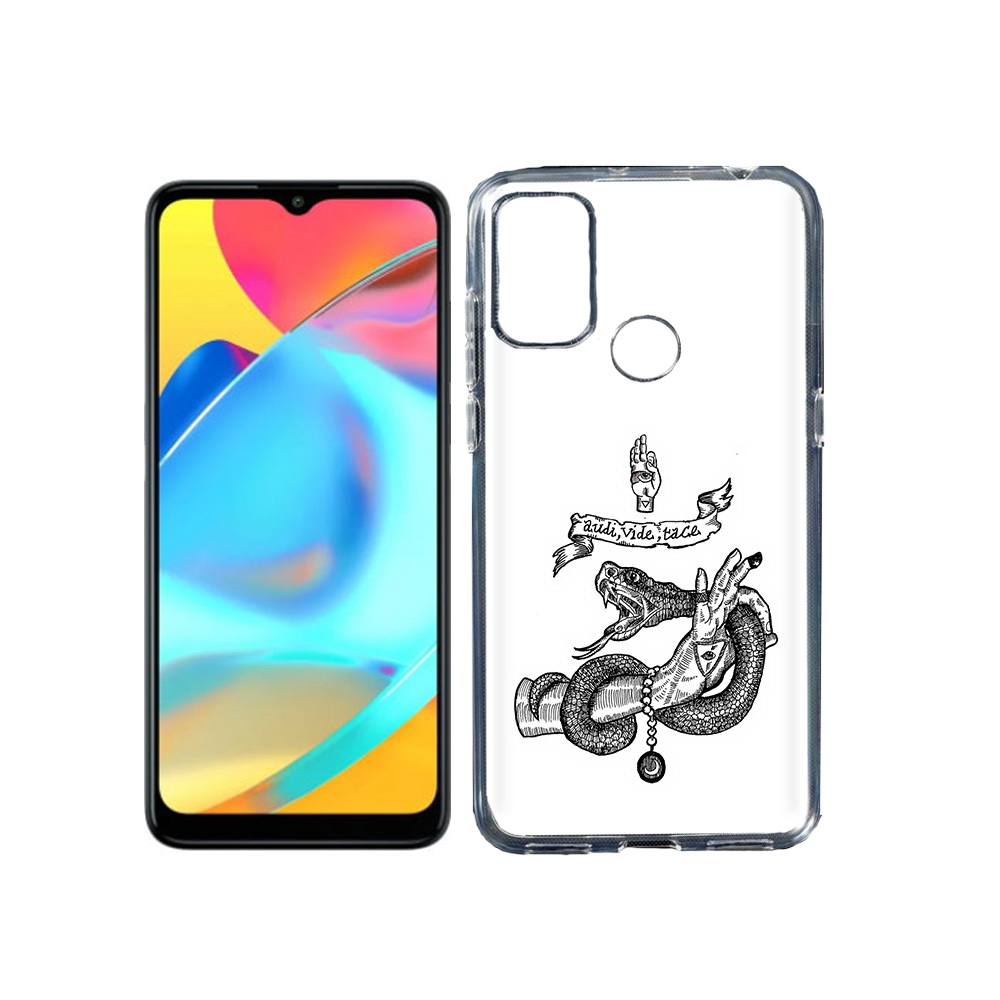 

Чехол MyPads Tocco для Alcatel 3L 6056H (2021) змея на руке рисунок (PT160724.669.366), Прозрачный, Tocco