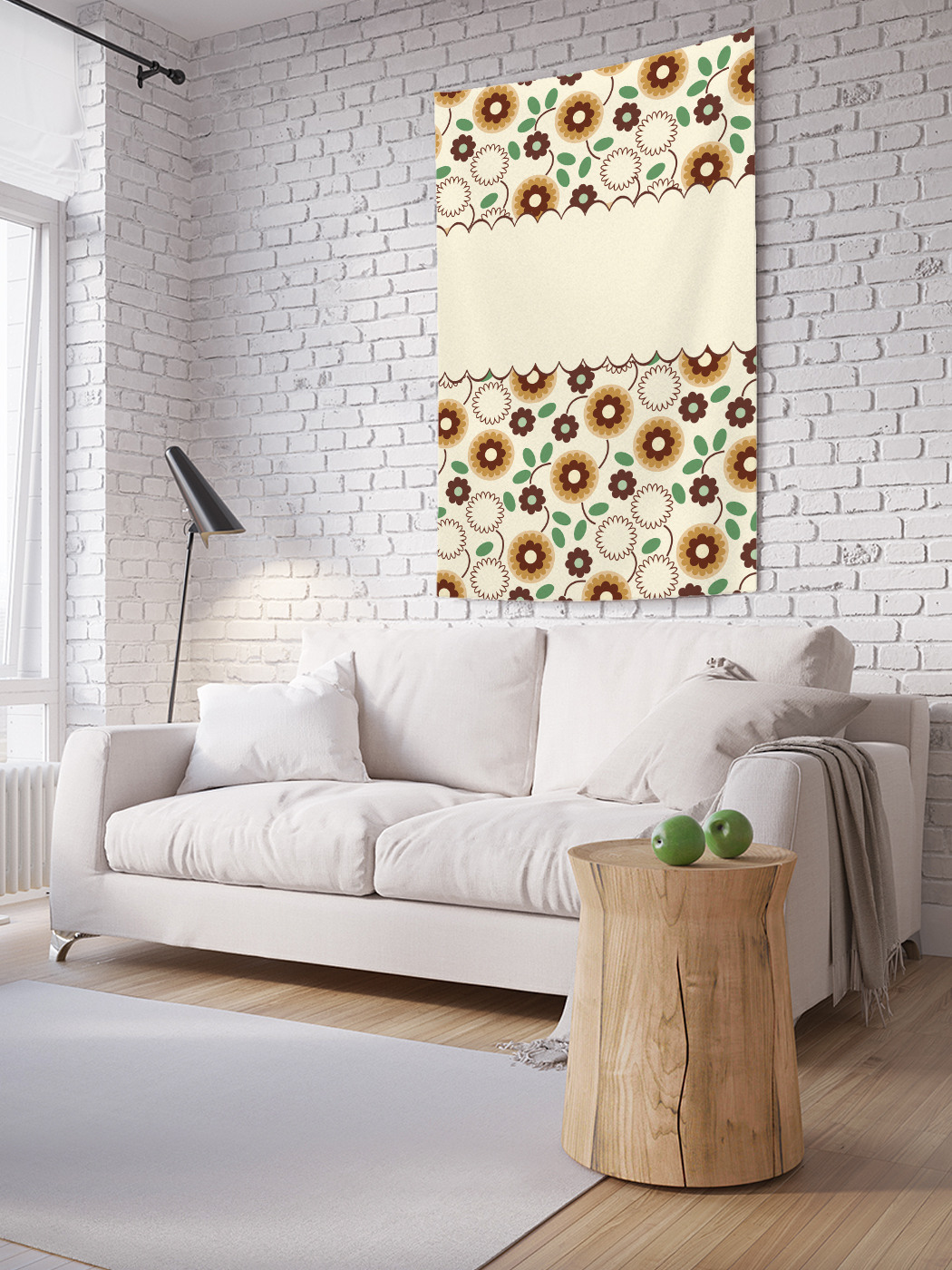 фото Вертикальное фотопанно на стену joyarty "цветочная занавеска", 100x150 см