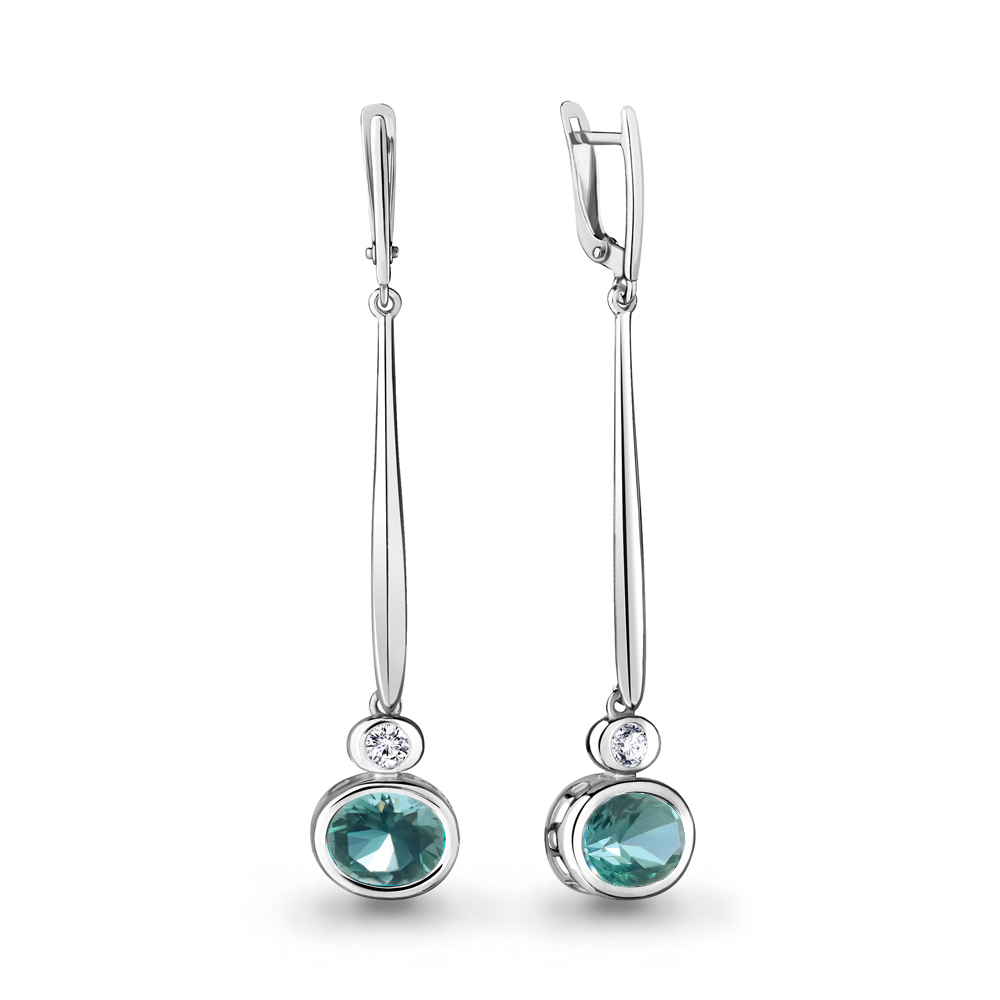 

Серьги из серебра с фианитом Aquamarine 4720388А_925_р, 4720388А_925_р