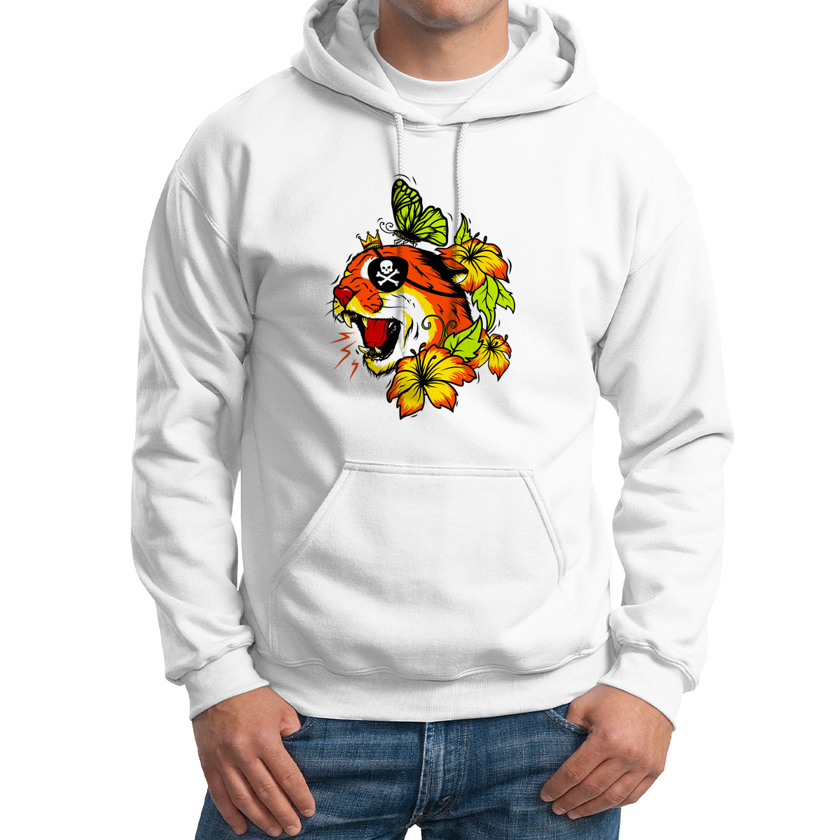 

Худи унисекс CoolPodarok Иллюстрация Тигр в повязке белое 64 RU, M0151476