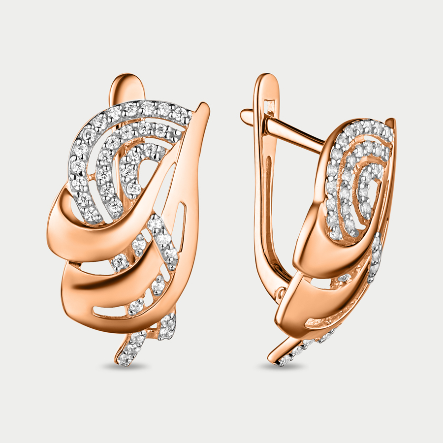 

Серьги из розового золота Сорокин 40247500, фианит, 40247500