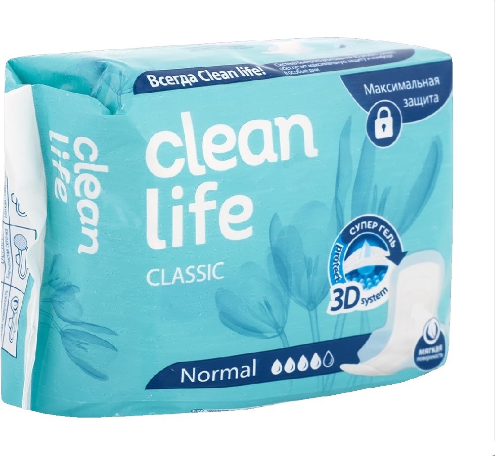 

Гигиенические прокладки Clean life Classic normal 10 шт 4 уп, Classic normal