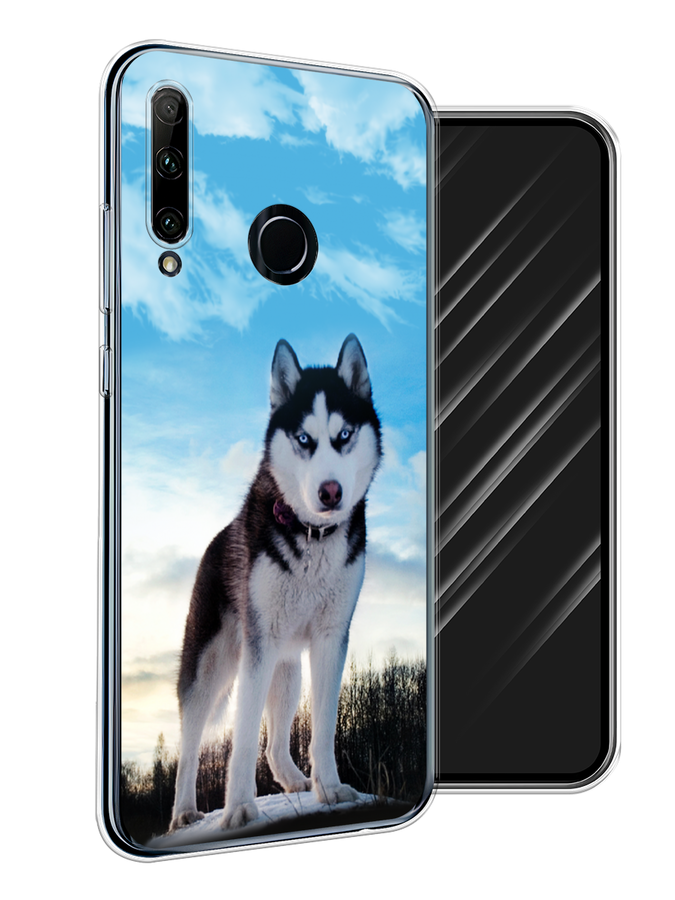 

Чехол Awog на Honor 20 Lite 2019 "Хаски 3", Белый;черный;голубой, 68950-2