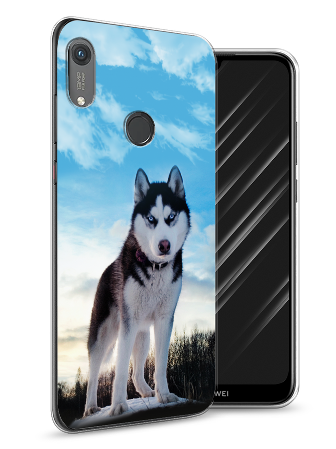 

Чехол Awog на Honor 8A (8A Pro/Prime) "Хаски 3", Белый;черный;голубой, 68750-2