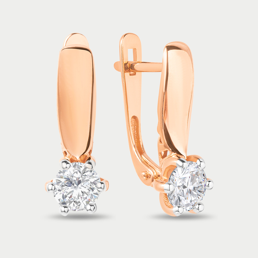 

Серьги из красного золота Династия 901992-1102, фианит, 901992-1102