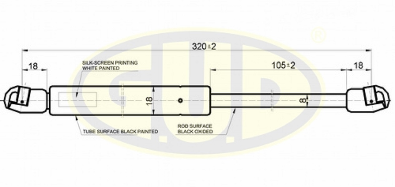 Амортизатор багажника pgt 407 (6d) 05/04- 470n l=320/105mm