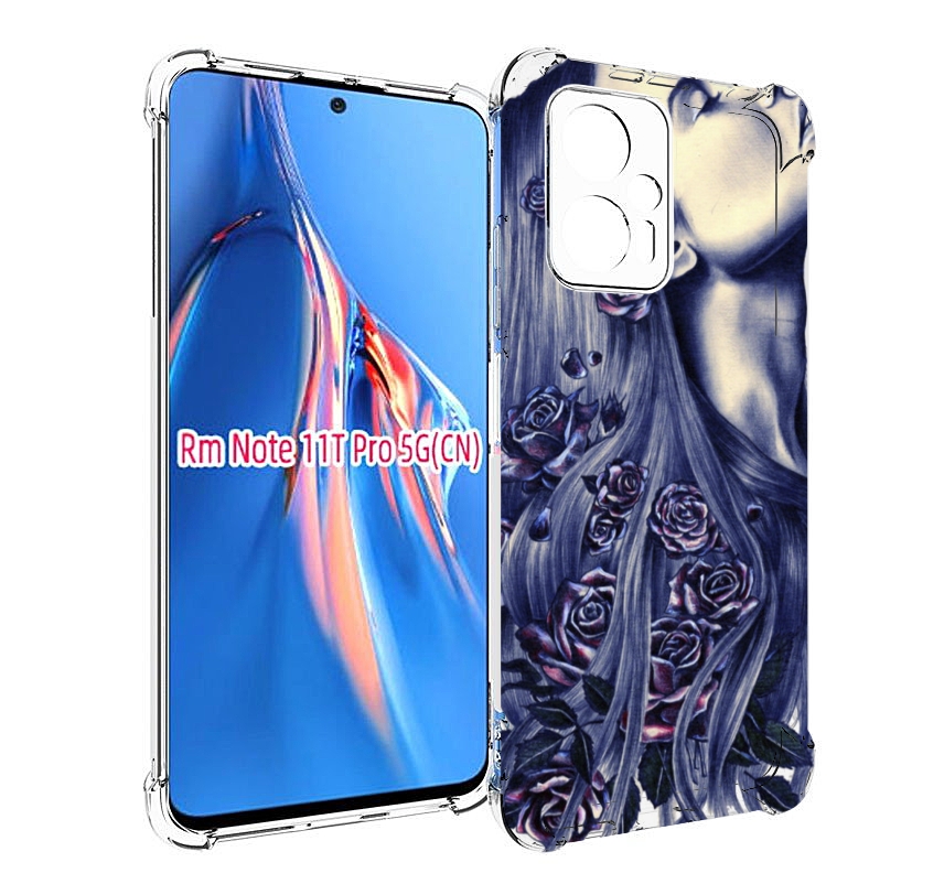 

Чехол MyPads Девушка с розами женский для Xiaomi Redmi Note 11T Pro / 11T Pro Plus / Po..., Прозрачный, Tocco