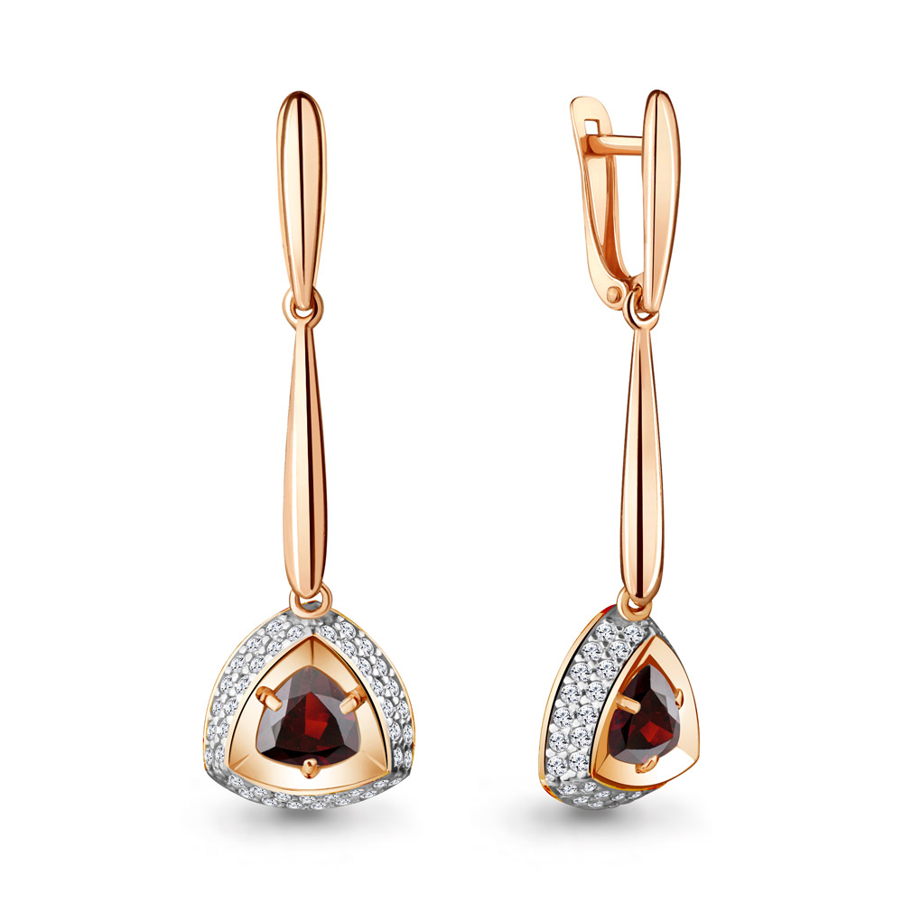 Серьги из серебра с гранатом Aquamarine 4720403А_925_з