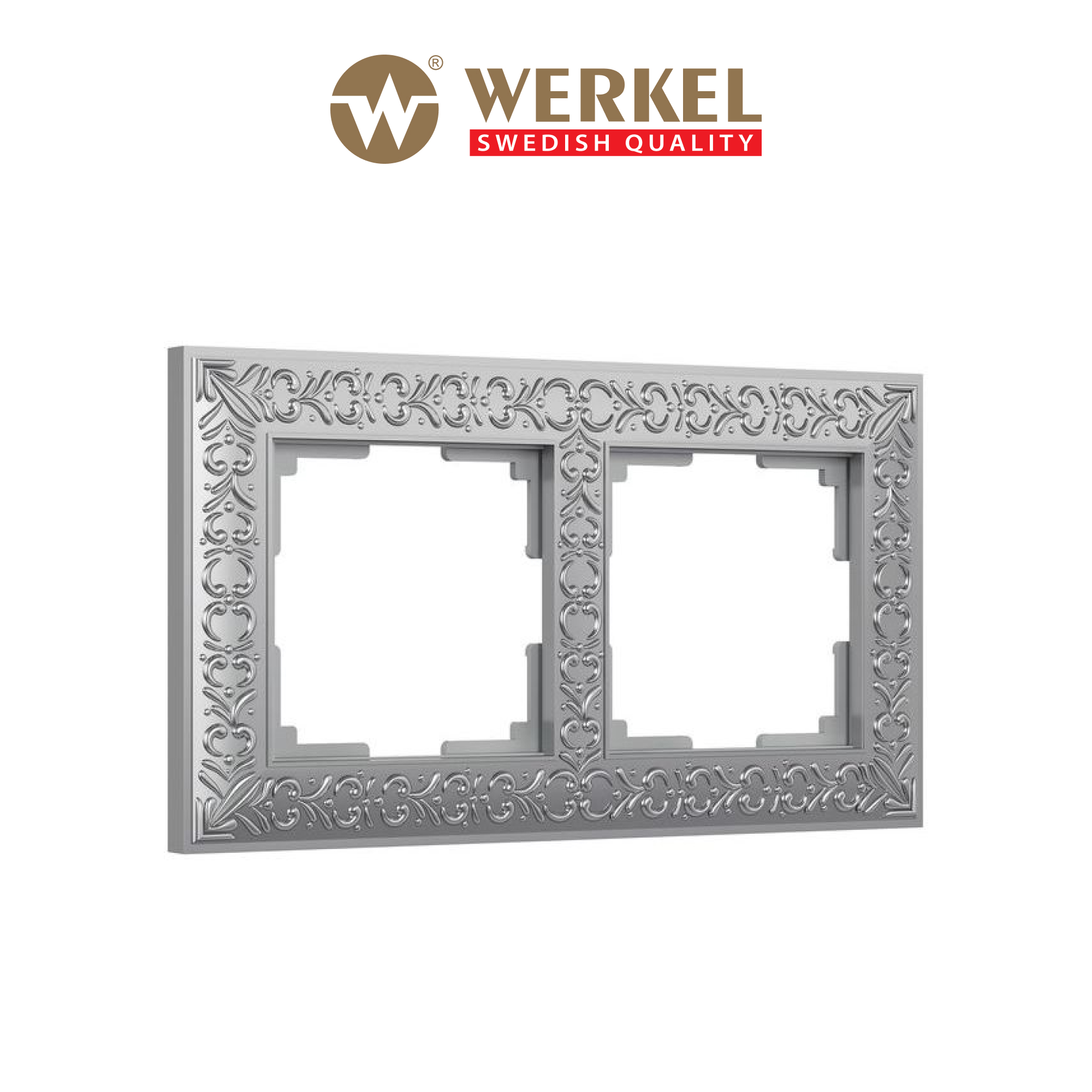 

Рамка для розетки / выключателя на 2 поста Werkel WL07-Frame-02 Antik матовый хром металл, Серебристый, Antik