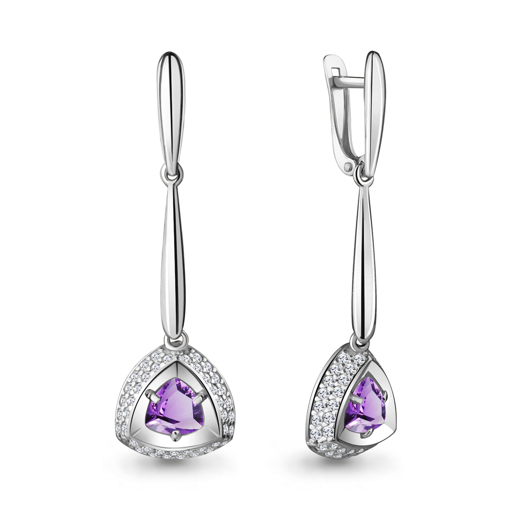 

Серьги из серебра с аметистом Aquamarine 4720404А_925_р, 4720404А_925_р