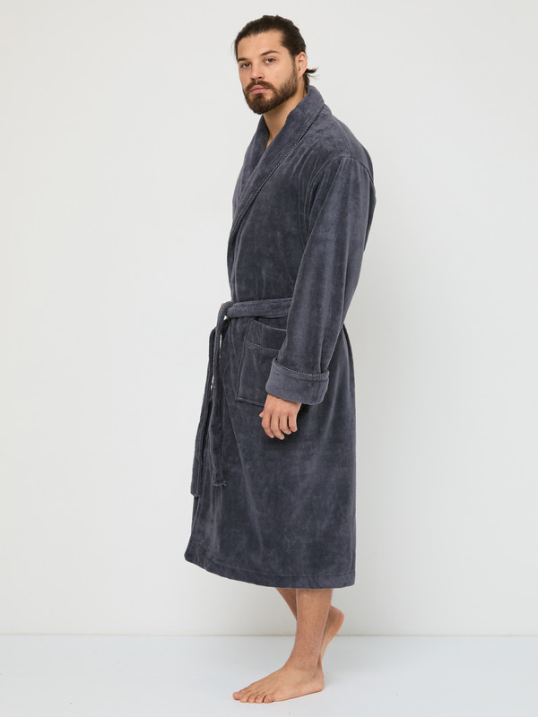 

Халат мужской PATRIK SAYLI PS-1002-M серый; черный L/XL- ( 48-50 ), PS-1002-M