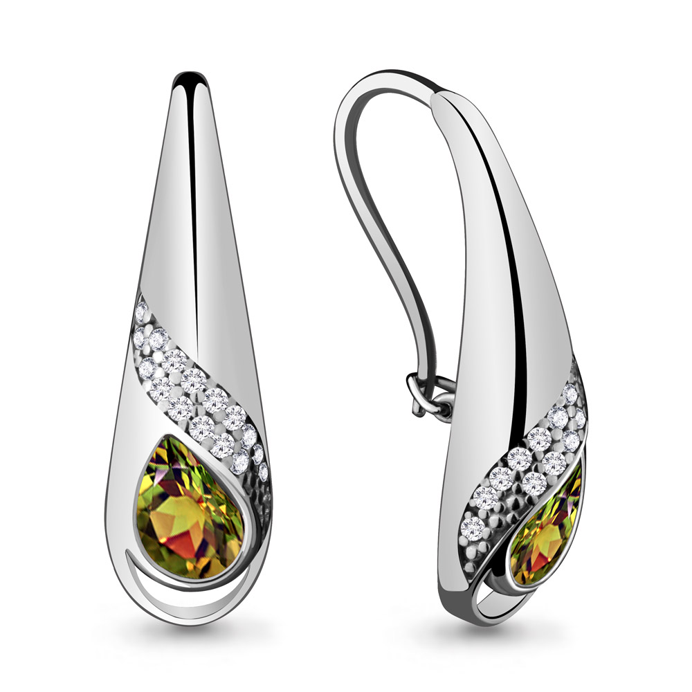 

Серьги из серебра с фианитом Aquamarine 4720719А_925_р, 4720719А_925_р