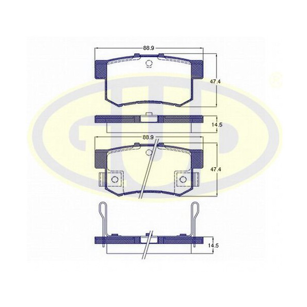 фото Колодки зад hon accord 90-99. rov 600 1.8-2.3 93- толщ 14.6 мм g.u.d.