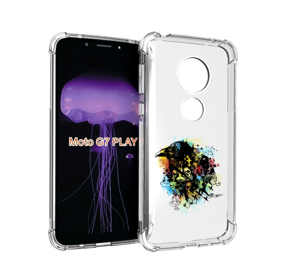 

Чехол MyPads ворон и черепа для Motorola Moto G7 Play, Прозрачный, Tocco