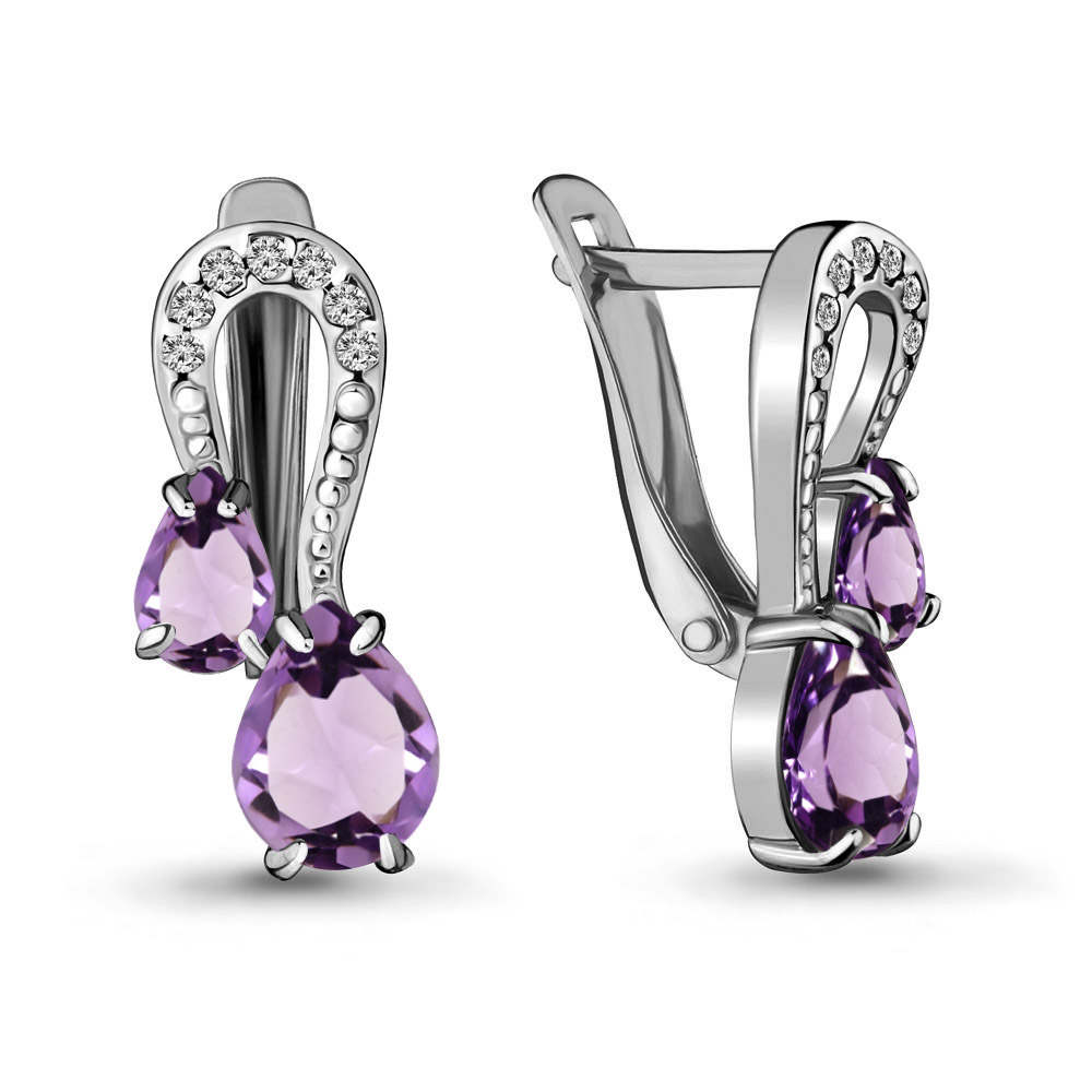 

Серьги из серебра с аметистом Aquamarine 4720804А_925_р, 4720804А_925_р