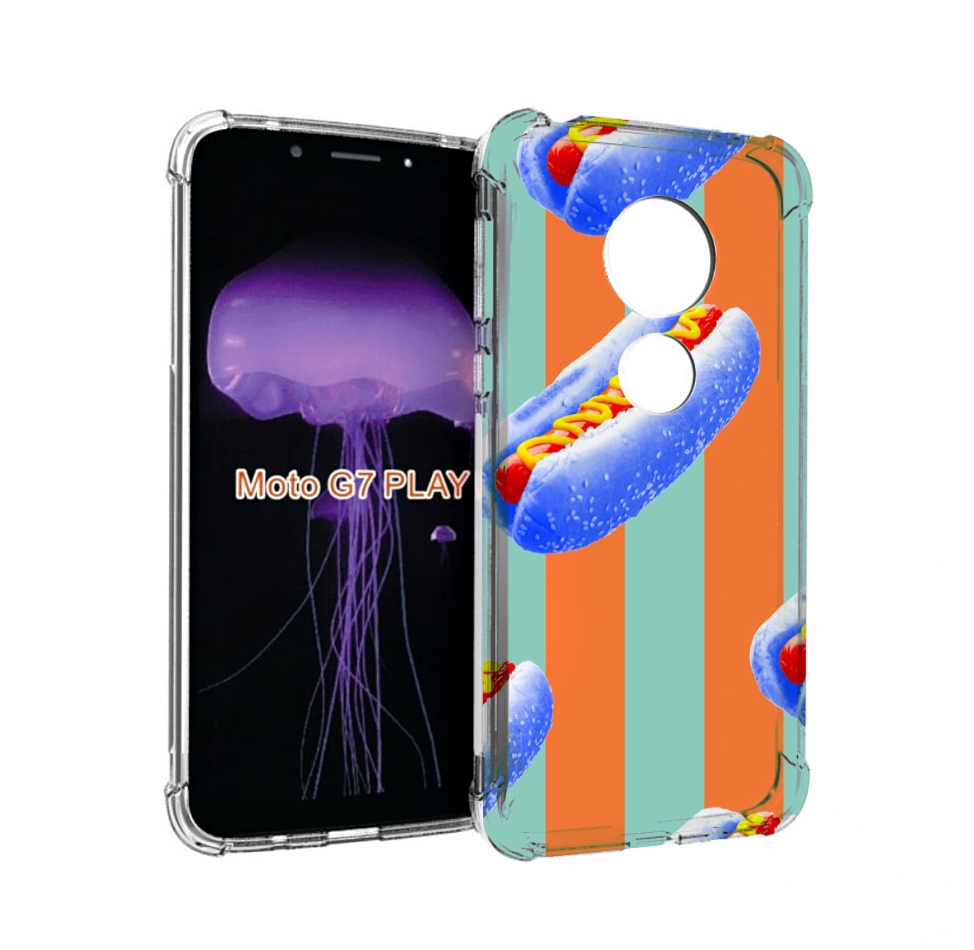 

Чехол MyPads синие хотдоги для Motorola Moto G7 Play, Прозрачный, Tocco