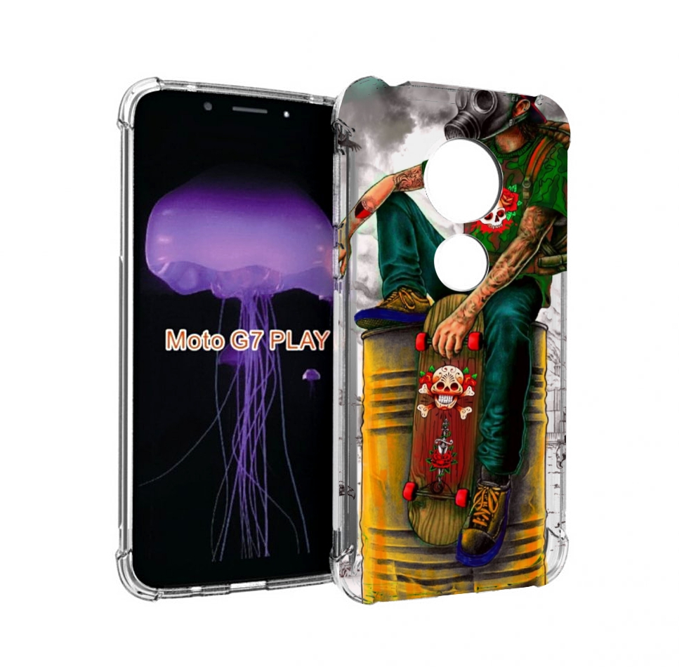 

Чехол MyPads скейтер в противогазе для Motorola Moto G7 Play, Прозрачный, Tocco