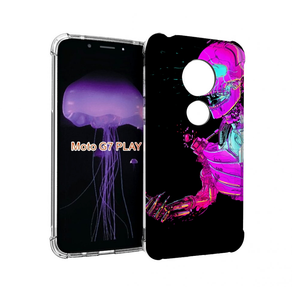 

Чехол MyPads скелет-робот-фиолетовый для Motorola Moto G7 Play, Прозрачный, Tocco